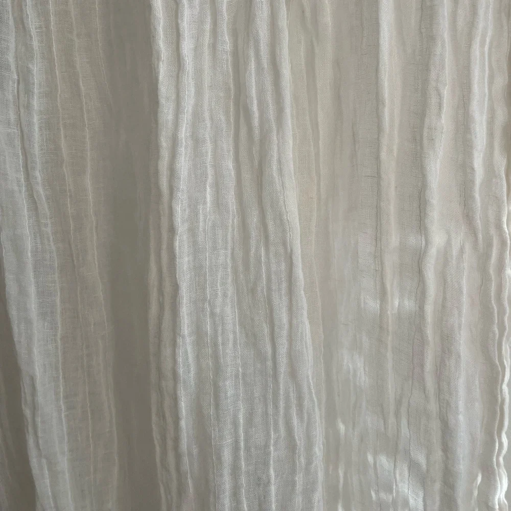 Pottery Barn set of 4 window panels Belgian linen crinkled 47x80” in ivory gauze
